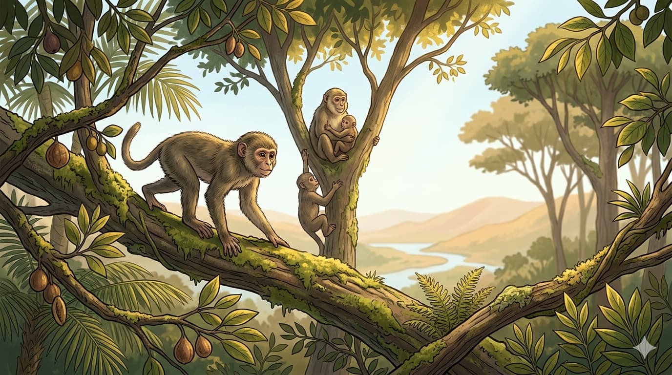 Wide illustration of the habitat of Aegyptopithecus zeuxis