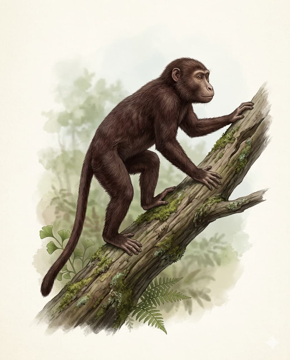 Scientific illustration of Aegyptopithecus zeuxis, Early catarrhine primate