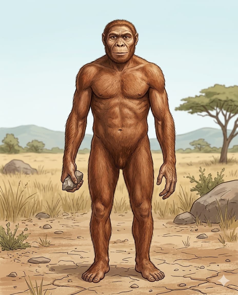 Scientific illustration of Homo habilis, Handy man