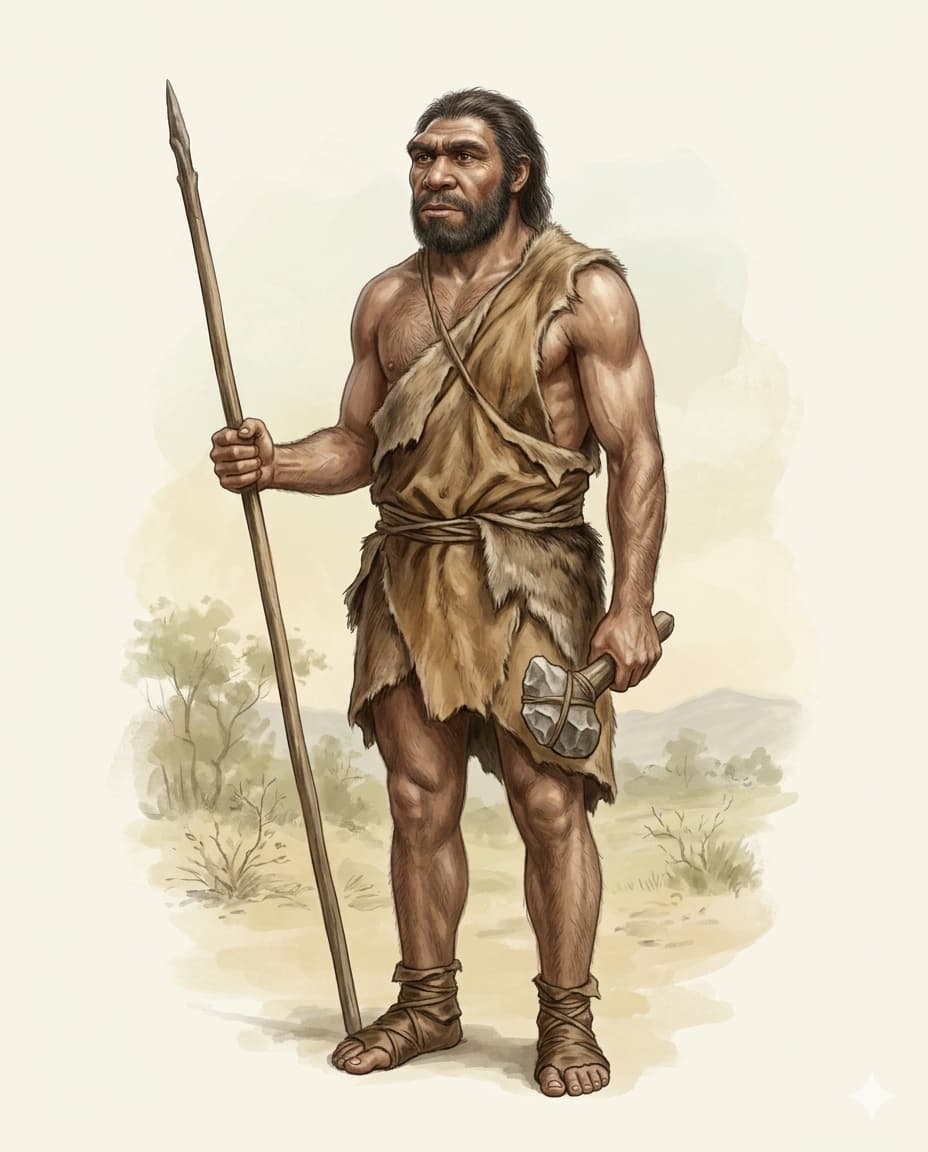Scientific illustration of Homo heidelbergensis, Archaic human