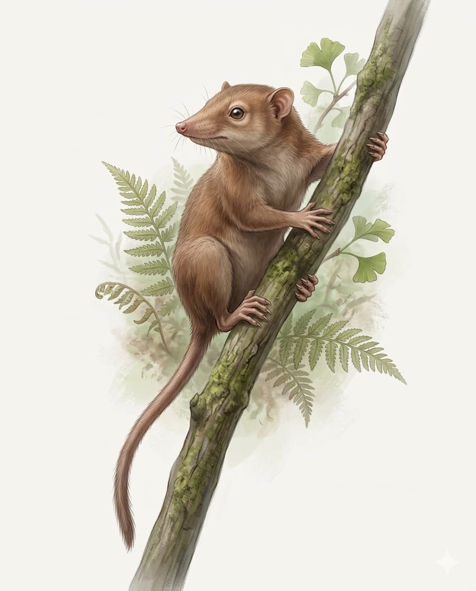Scientific illustration of Juramaia sinensis, Early eutherian mammal