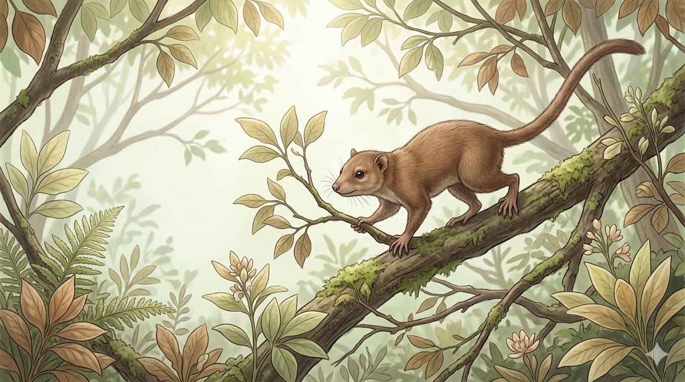 Wide illustration of the habitat of Purgatorius