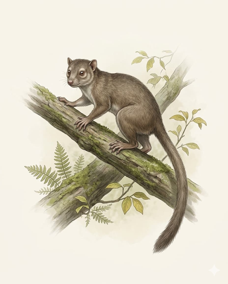 Scientific illustration of Purgatorius, Early primate-like mammal