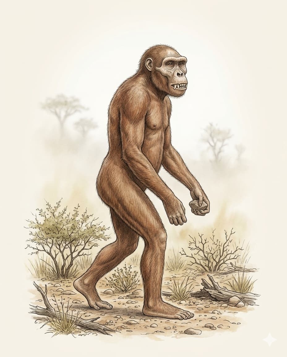 Scientific illustration of Sahelanthropus tchadensis, Very early hominin